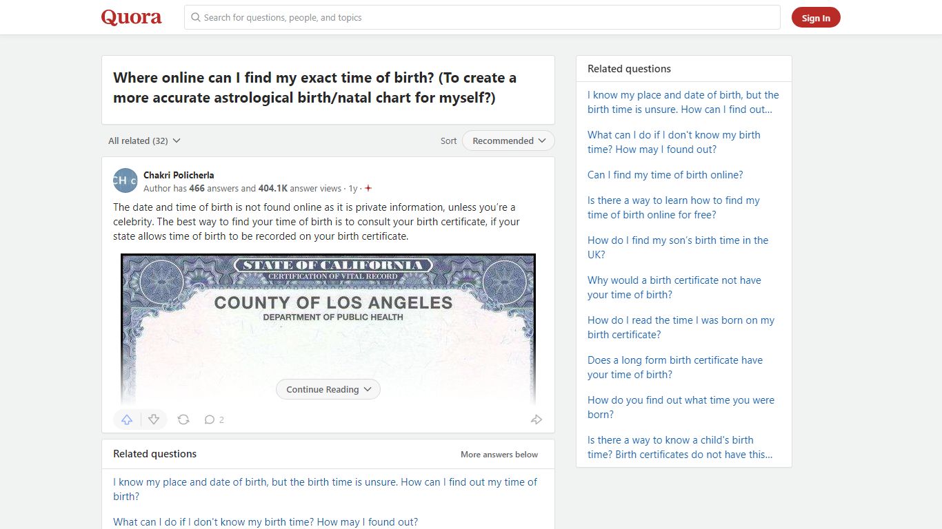 Where online can I find my exact time of birth? (To create a ... - Quora